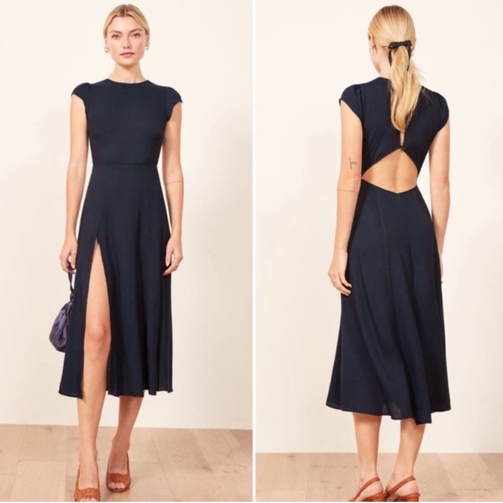 Reformation Gavin Dress Navy